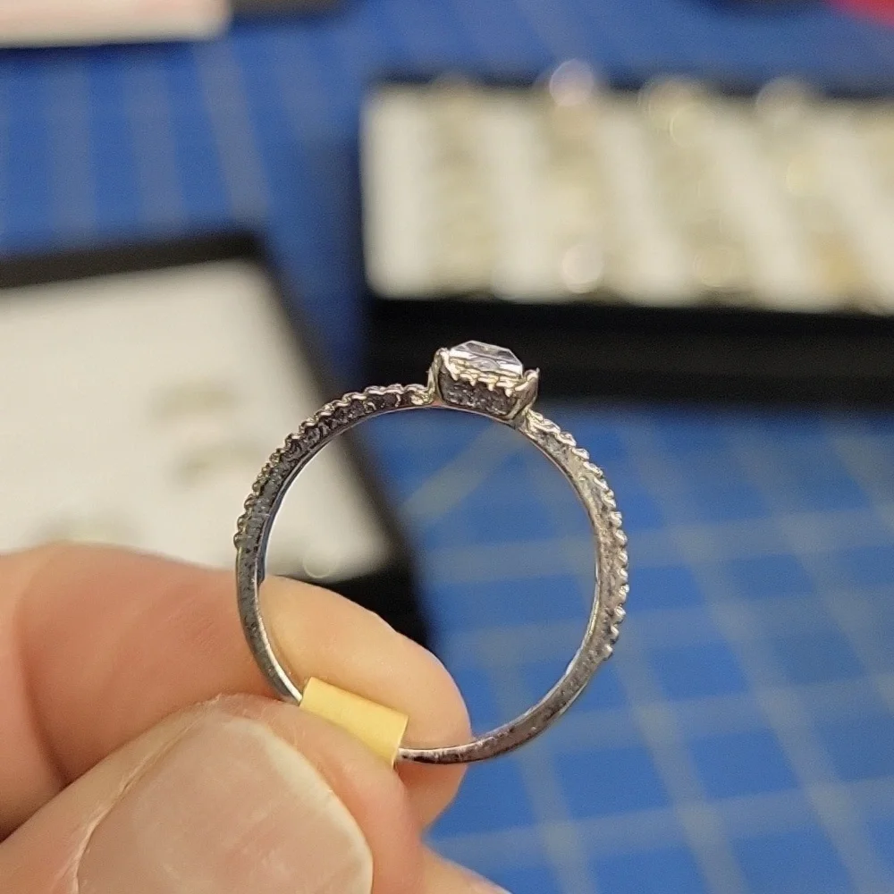 Solitaire Diamond Faux Silver Tone Ring